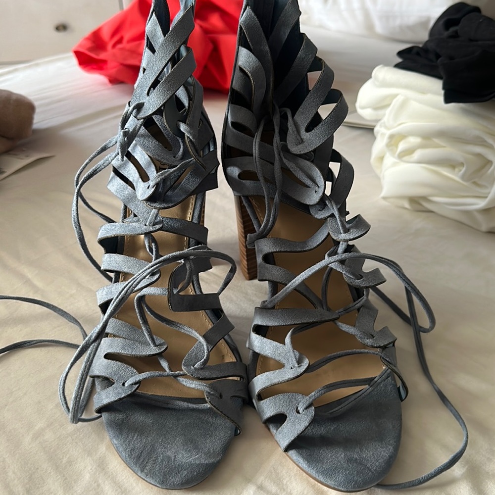 Blue suede Heels